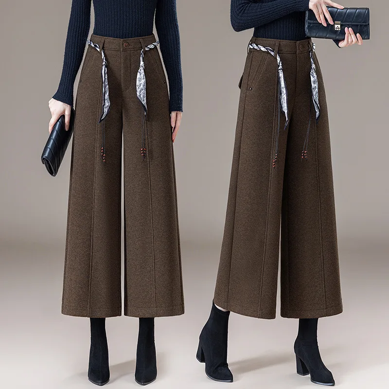 Драпированные брюки Bootcut для миниатюрных женщин, повседневные брюки с завязками, шарфом и поясом