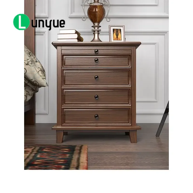 American Solid Wood Smart Fingerprint Anti-Theft Bedside Table Safe 68cm High 50kg Capacity Household Bedroom Furniture