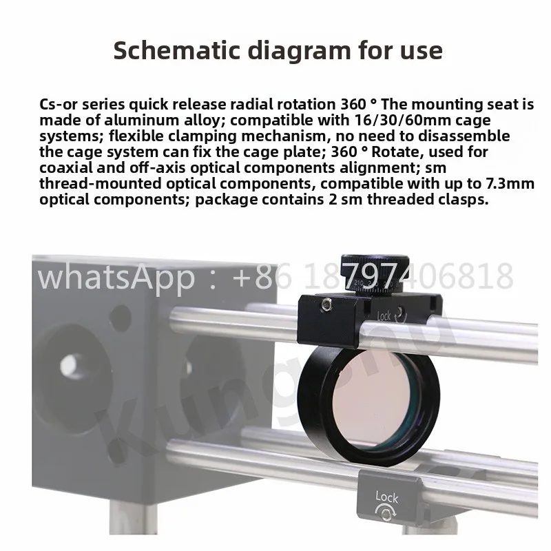 Radial lepas cepat berputar 360 °   dudukan pemasangan tipe sangkar 16mm/30mm/60mm