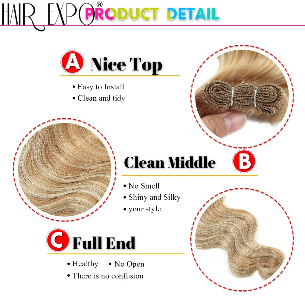 Bio Body Wave Hair Bundles 24Inch Piano Blonde Natural Synthetic Hair Extensions Ombre Thick Ponytail Loose Deep Hair Weaving image 4