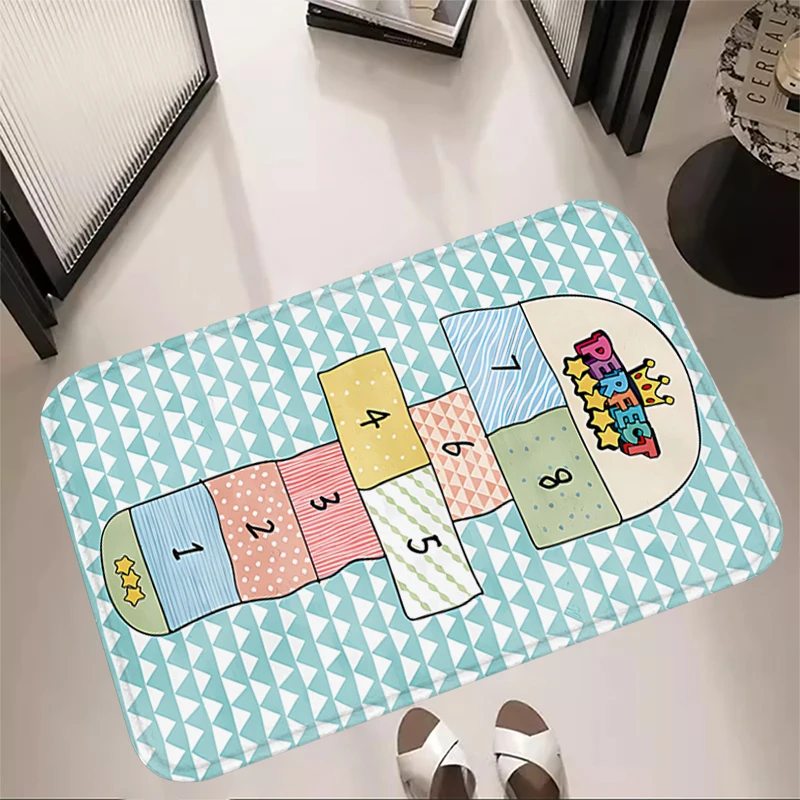 Children Room Rugs Foot Carpets Hopscotch Entrance Doormat Kawaii Rug Floor Mats Carpet Anti Slip Mat Home Kitchen Hallway Decor