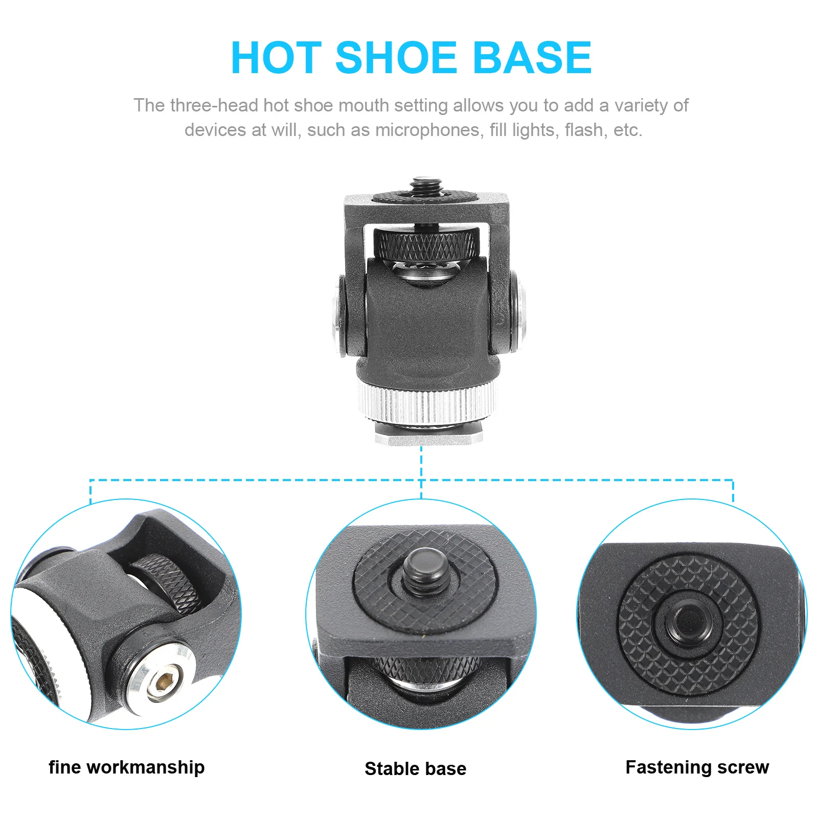 

Mini Ball Head Hot Shoe Mount Adapter 360-Degree Rotation Camera Tripod Head Mount Aluminum Alloy Durable Compact