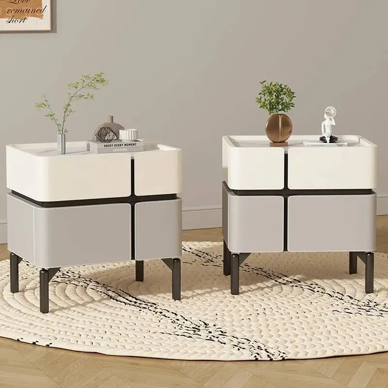 Drawers 2 Set Of Space Saving Nightstand Modern Luxury Trendy Italian Style Bedside Table With Mesa De Noche Bedroom Furniture