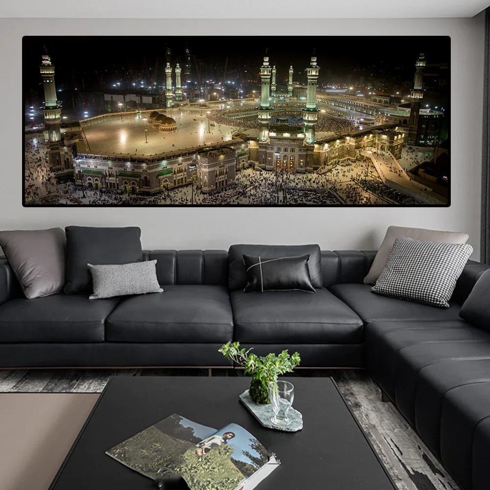 Al-Masjid Al-Haram Landscape Canvas Art Posters And Prints Night View of Mecca Muslim Art Paintings Islamic Art Pictures Cuadros