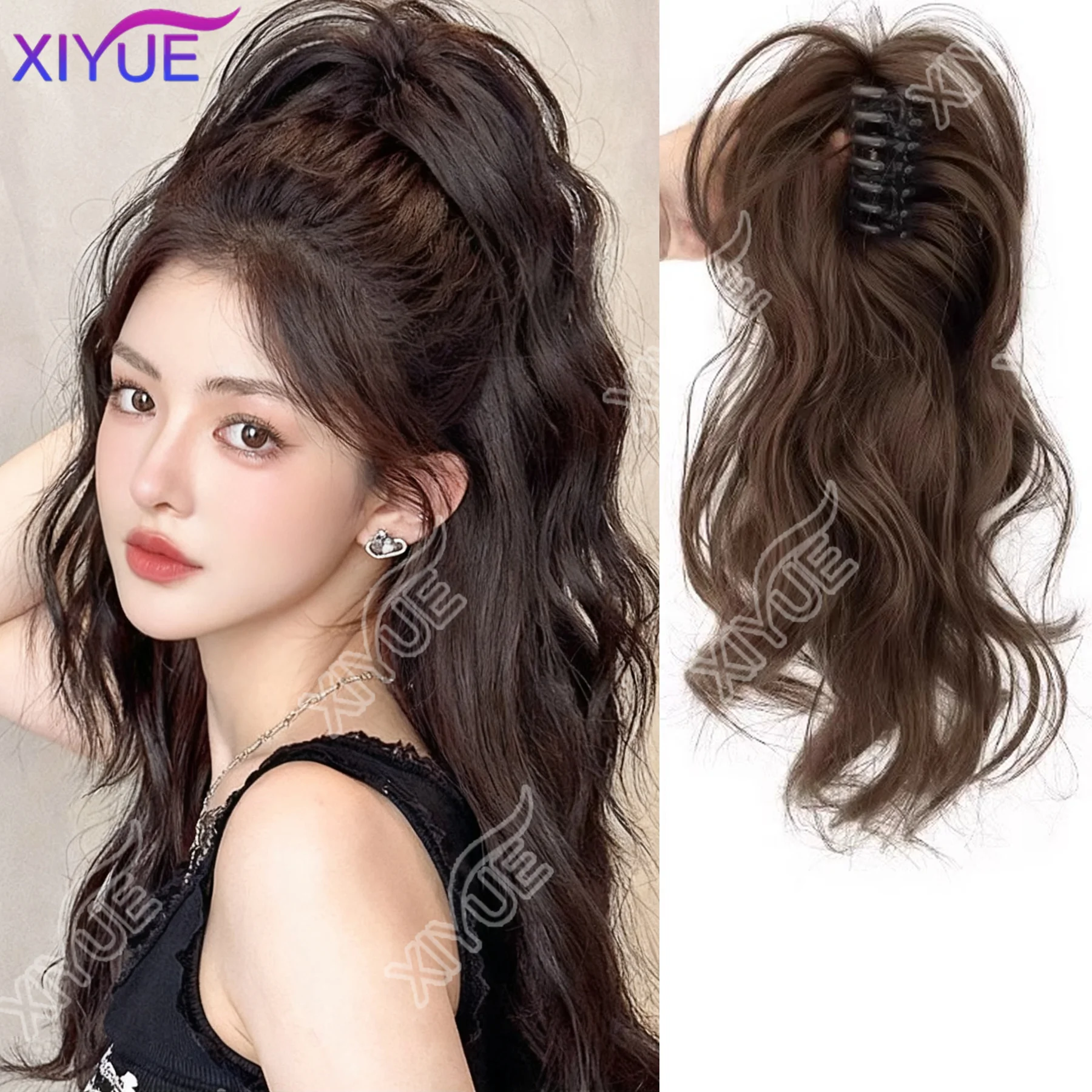 وصلات ذيل حصان صناعية، وصلات شعر كلاسيكية فضفاضة ومموجة ومموجة بمشبك على شكل ذيل حصان للنساء من متجر SYWY (4