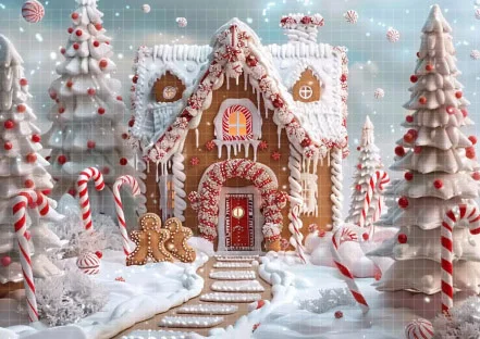 Mehofond Photography Background Winter Christmas Gingerbread House Snow Xmas Kids Family Portrait Decor Backdrop Photo Studio