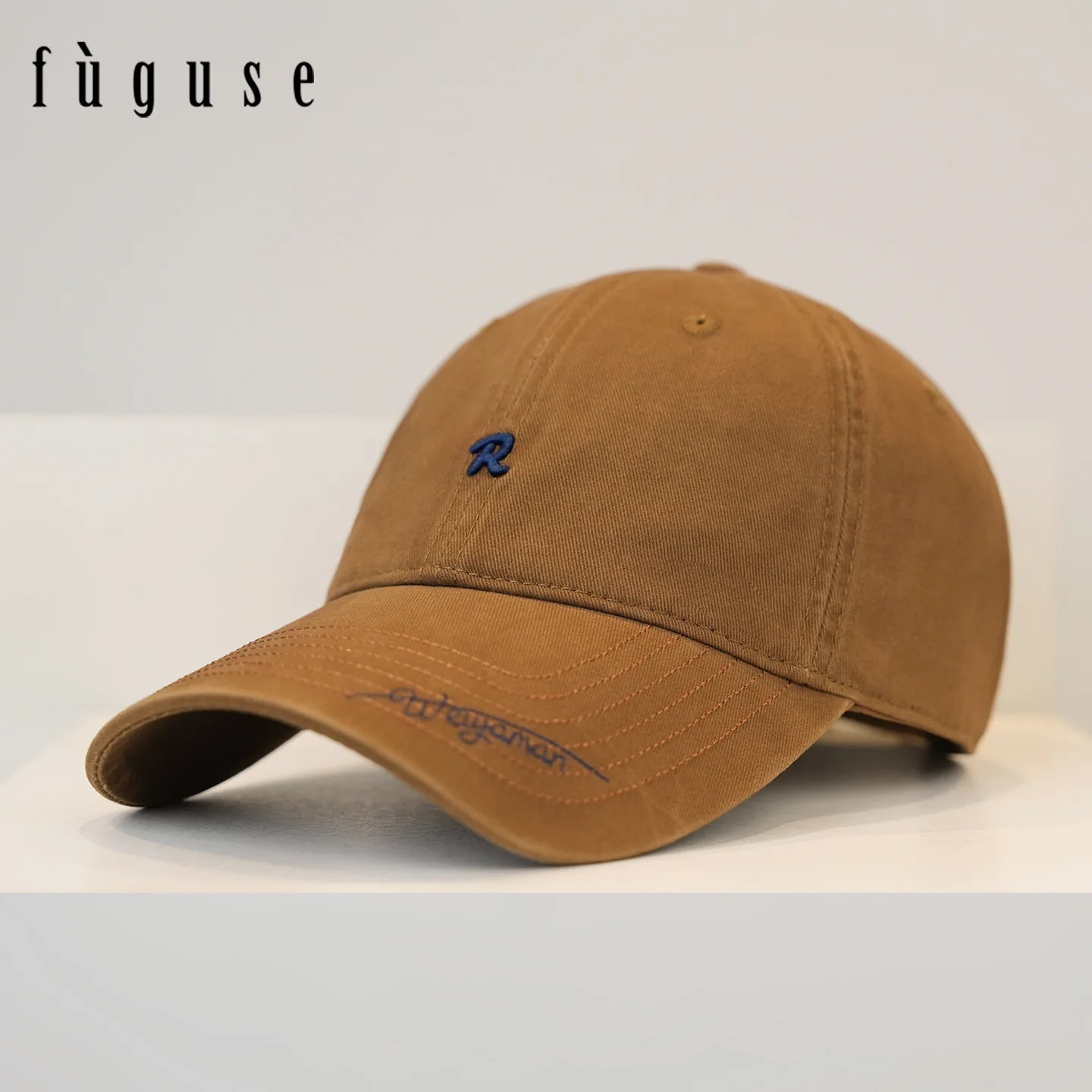 

Осенняя бейсболка унисекс с вышивкой буквы R, мягкая, минималистичная, повседневная, универсальная, визуально стройнящая лицо, солнцезащитная, модная