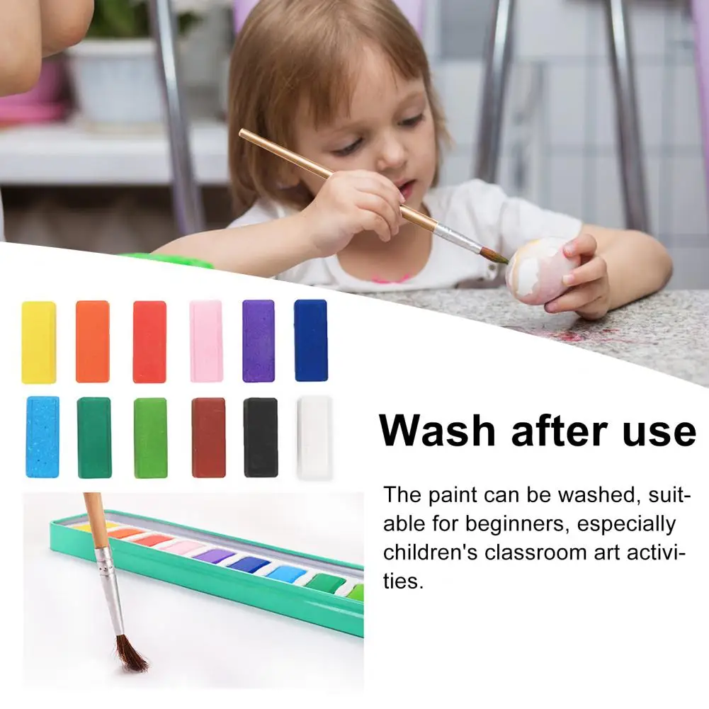 Set di colori ad acquerello per bambini Set di colori ad acquerello per principianti Set di colori ad acquerello portatili con pennello 12 colori per bambini