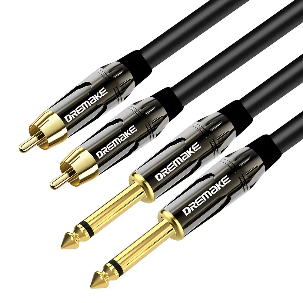 RCA To 6.35mm Cable 2 1/4inch TS To 2 RCA Male To Male Stereo Audio Adapter Cable for Microphone Mixer Sound Card Amplifier