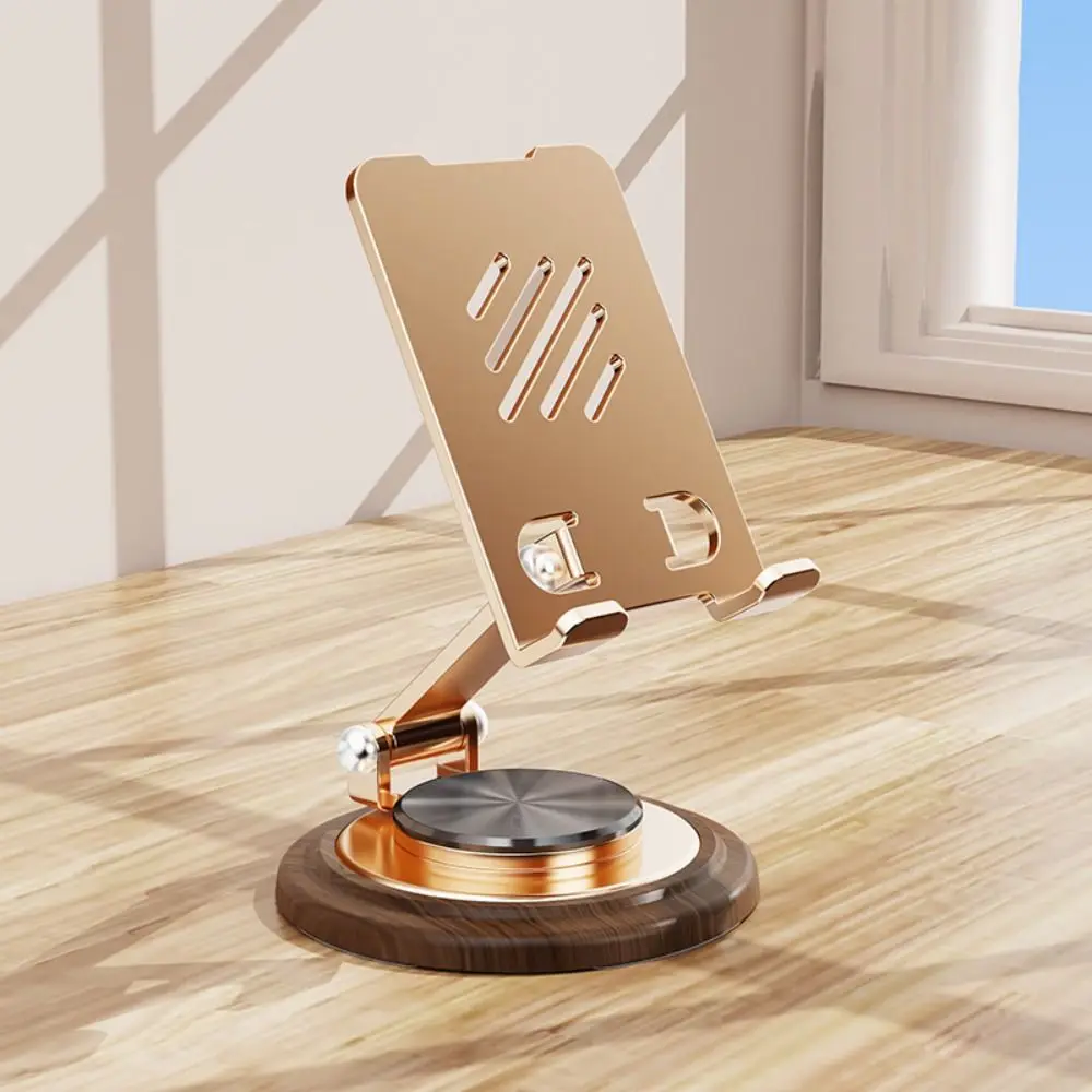 

High Quality Walnut Base Phone Holder Metal Folding Tablet Stand Desktop Anti Slip Cell Phone Bracket Home Office