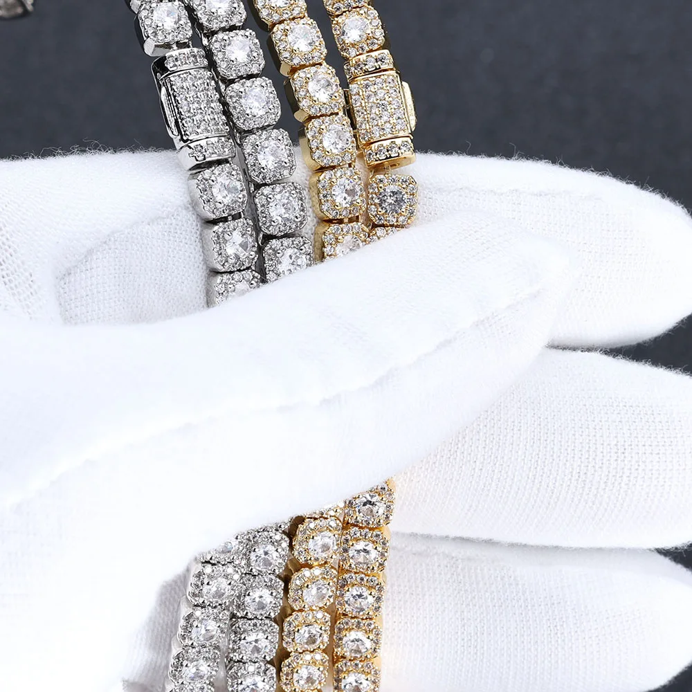 

NY Hip-Hop Style Jewelry 5MM Wide iced out Tennis Chain Inlaid With Sparkling 5A Zircon Fashionable and Exquisite in Stock