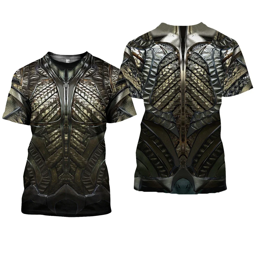 2024 New Summer Knight Medieval Armor 3D Printed T-shirt Harajuku Short Sleeve T-shirt