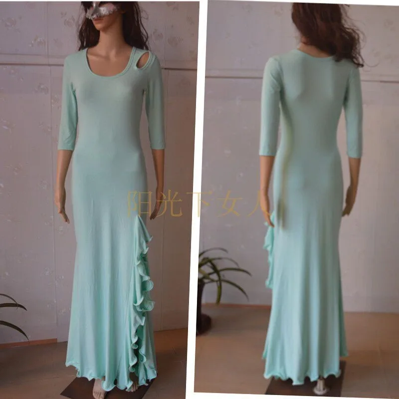 Customized Belly Dancewear Practice Costume Modal Slit Lotus Leaf Dress