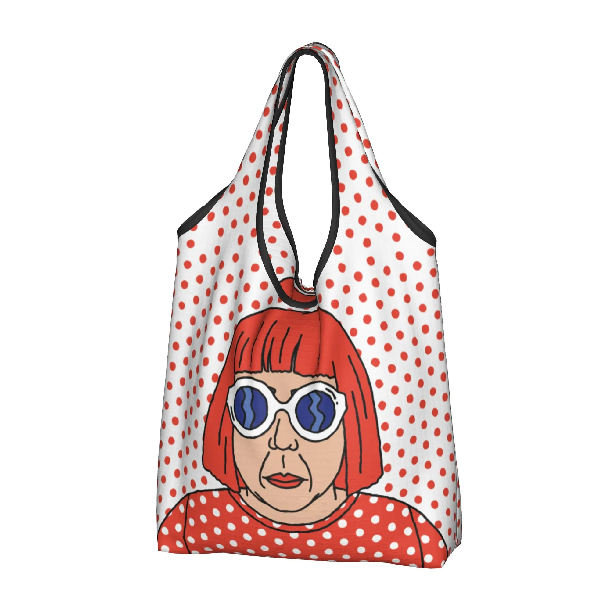 Yayoi Kusama Self Portrait Groceries Shopping Bag Cute Shopper Tote Shoulder Bags Large Capacity Portable  Handbag