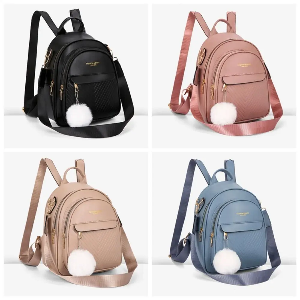 

PU Leather Small Square Backpack Large Capacity Ins PU Casual Schoolbags Light Luxury Simple Mini Bags Women College Students