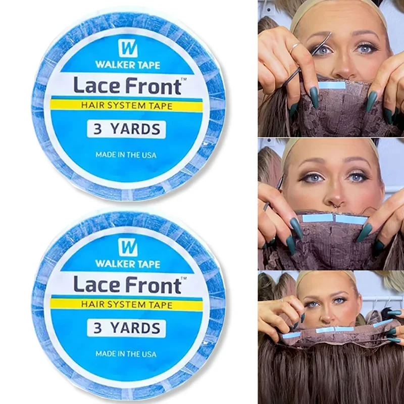 Popular 3 Yards Waterproof Lace Front Wig Tape Strong Double-sided Transparent Adhesive Traceless Hair Extension Tape Blue Glue