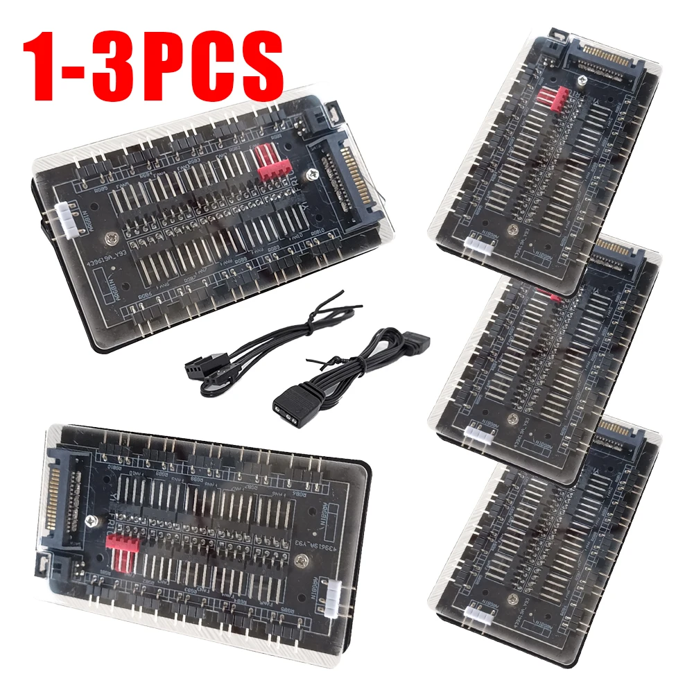 Блок управления вентилятором ARGB, 4-контактный ШИМ контроллер температуры, 5 В, 3-контактный разъем для синхронизации, беспроводной пульт дистанционного управления, шасси вентилятора