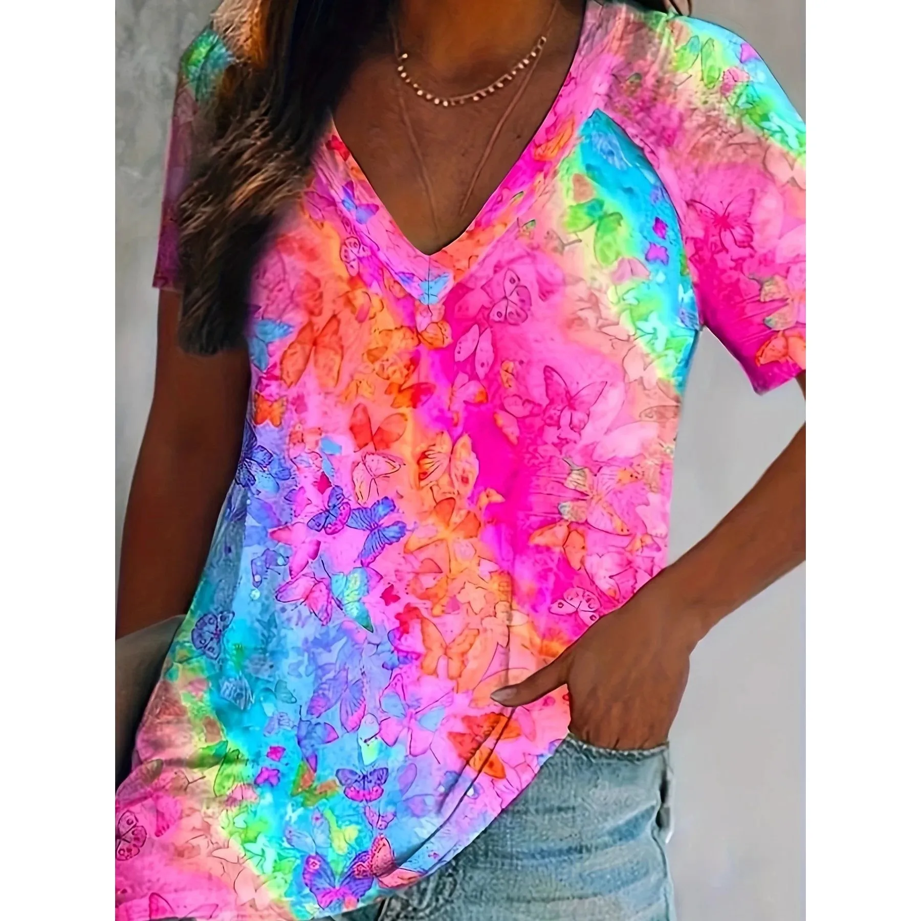 

Summer Women plus Size Printed Tshirt Sp Large Size Outerwear Casual Comfortable Fit for Pear Shaped Women