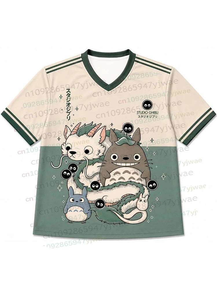 Men's shirt Women t-shirt Anime Neighbor Totoro V Neck Jersey Short Sleeve Sport TShirt Casual Streetwear Hip Hop Men's Clothing view 5
