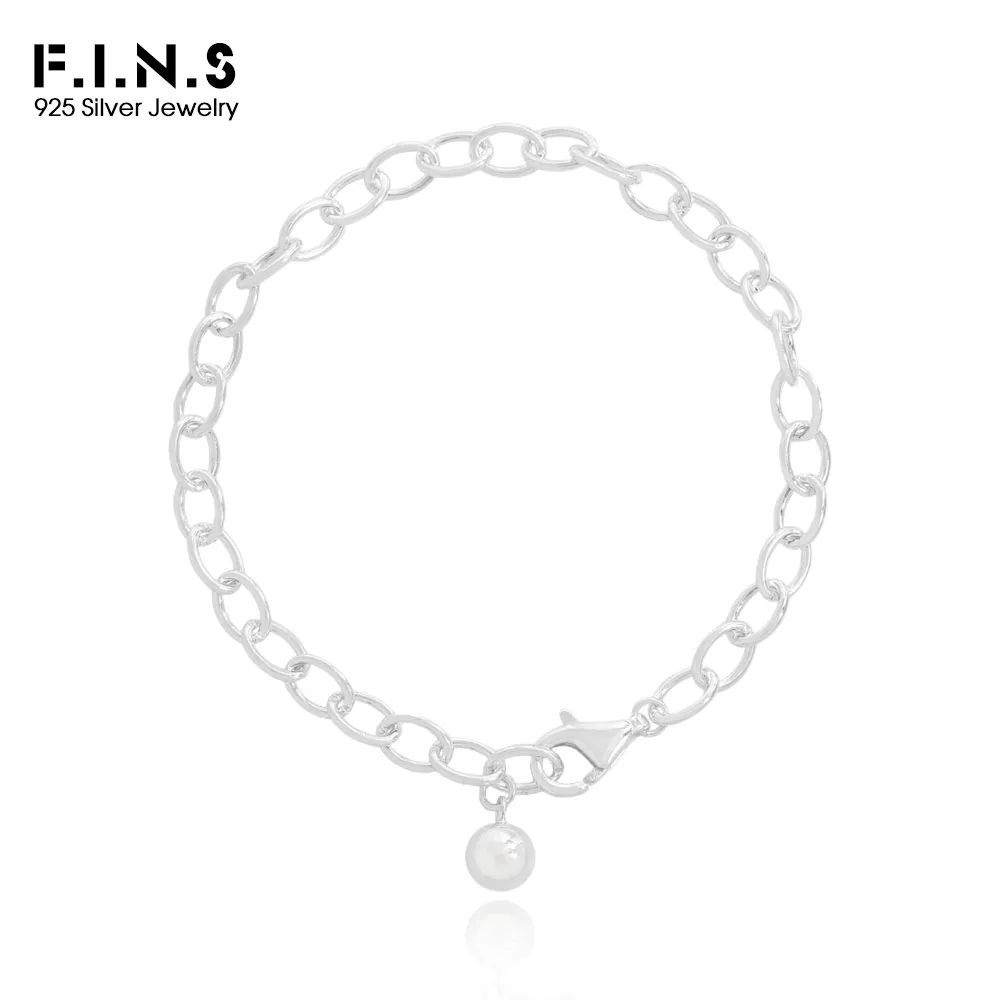 F.I.N.S الأصلي تنوعا S925 فضة حبة الكرة قلادة سوار الحد الأدنى لتقوم بها بنفسك عادي ربط سلسلة اليد غرامة مجوهرات