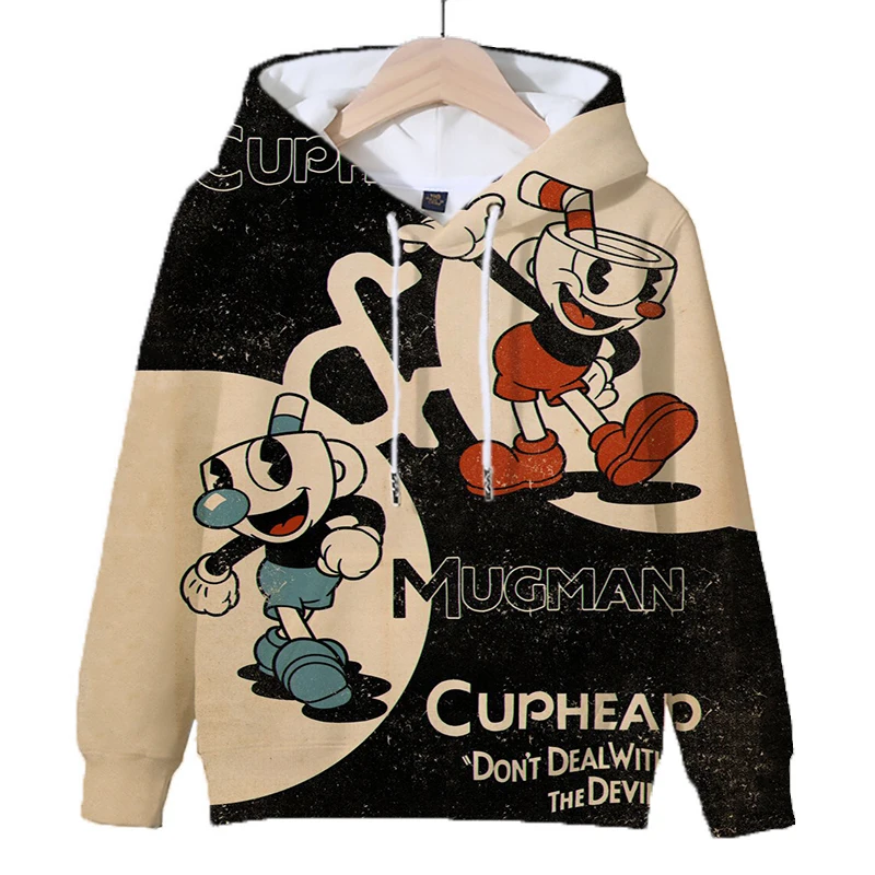 2024 Game Cuphead Hoodie Kids Clothes Girls Childrens Clothing 3-14 Year Children Clothing Boys Sweatshirts Spring Autumn Tops