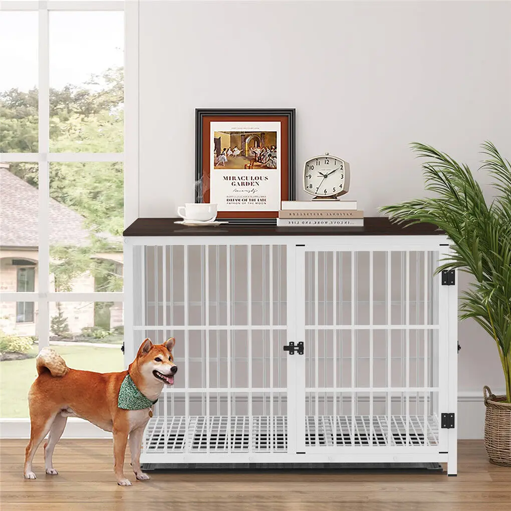 Heavy Duty Metal Wooden Dog Crate Furniture End Table