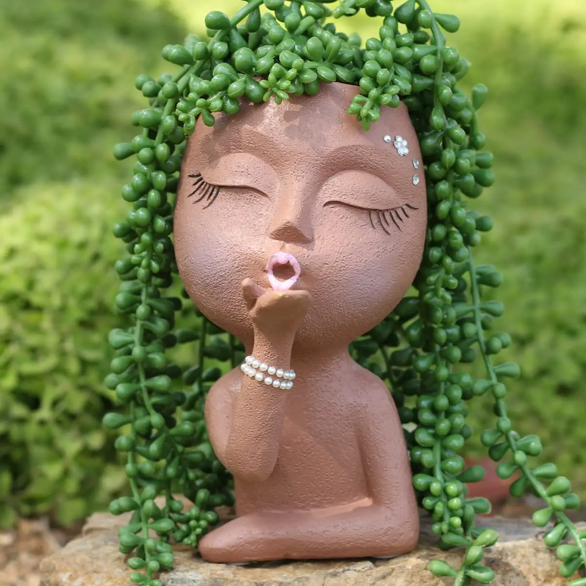 Kissing Girl Flowerpot Head Flower Pot Face Planters Pot Home Decoration Garden Flowerpot