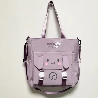 Melody Cinnamoroll Sanrio Kuromi Shoulder Crossbody Tote Bag High School and College Student Canvas Bag for Class Tuition Bag