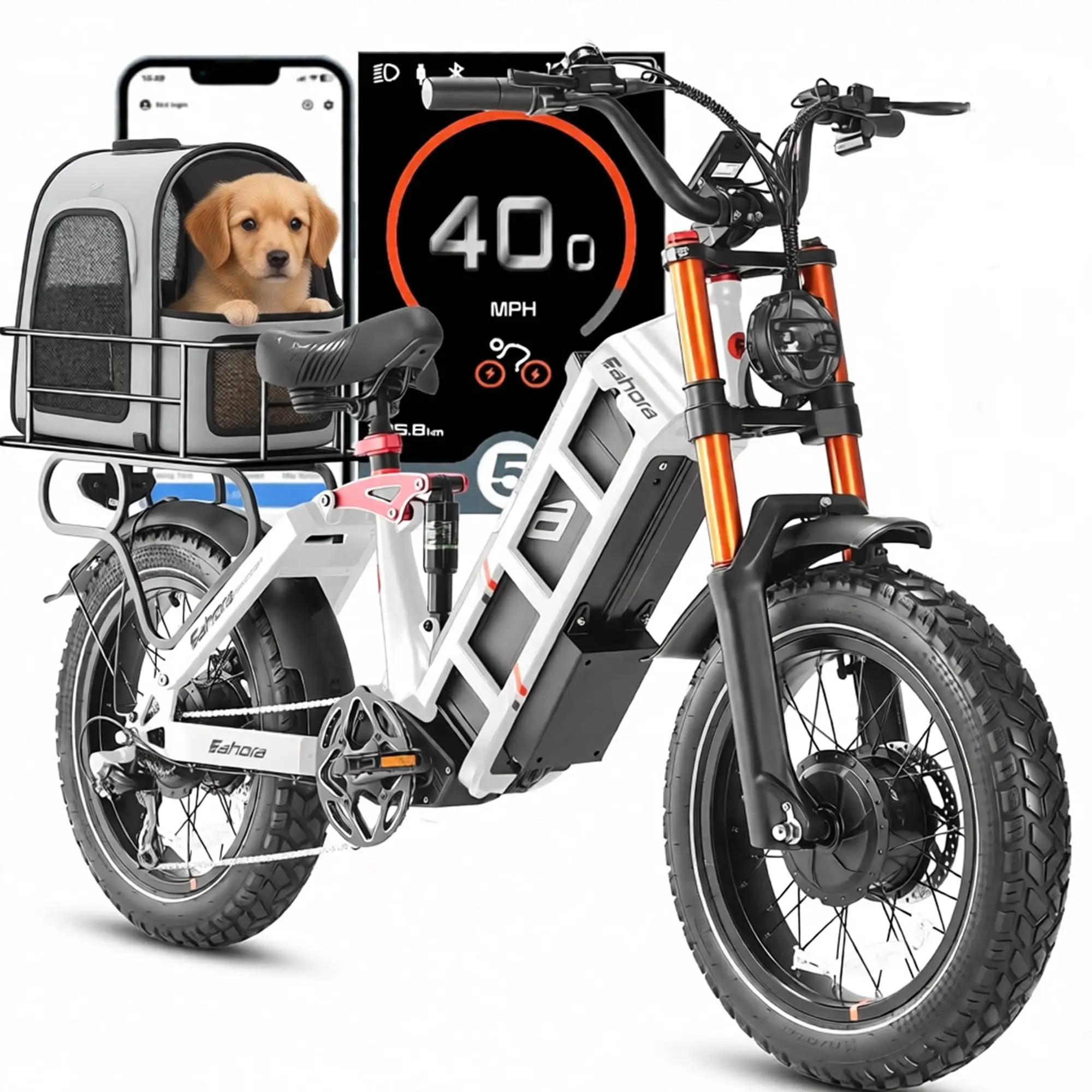 2026  Pro 2 Electric Bike for Adults, Peak 5400W Dual Motor, 43Mph, 60V 70Ah Battery for 220 Miles Range, 20" Fat T image 4