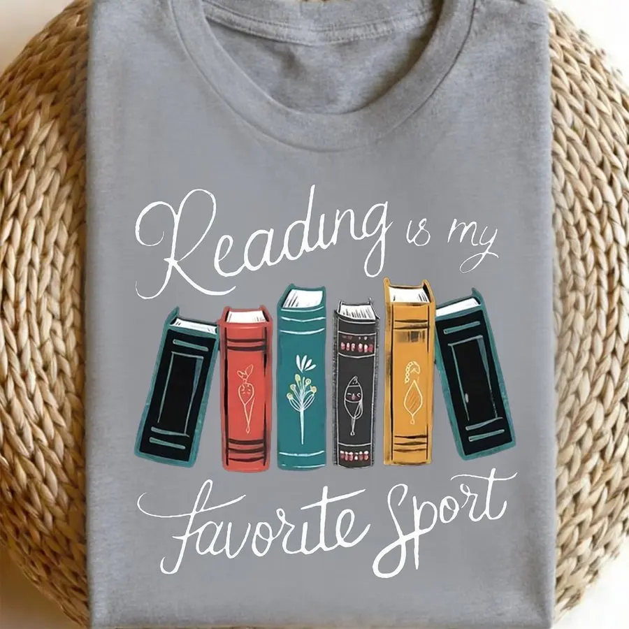 Reading Is My Favorite Sport T Shirt Women Funny Bookworm Aesthetic Graphic Tees