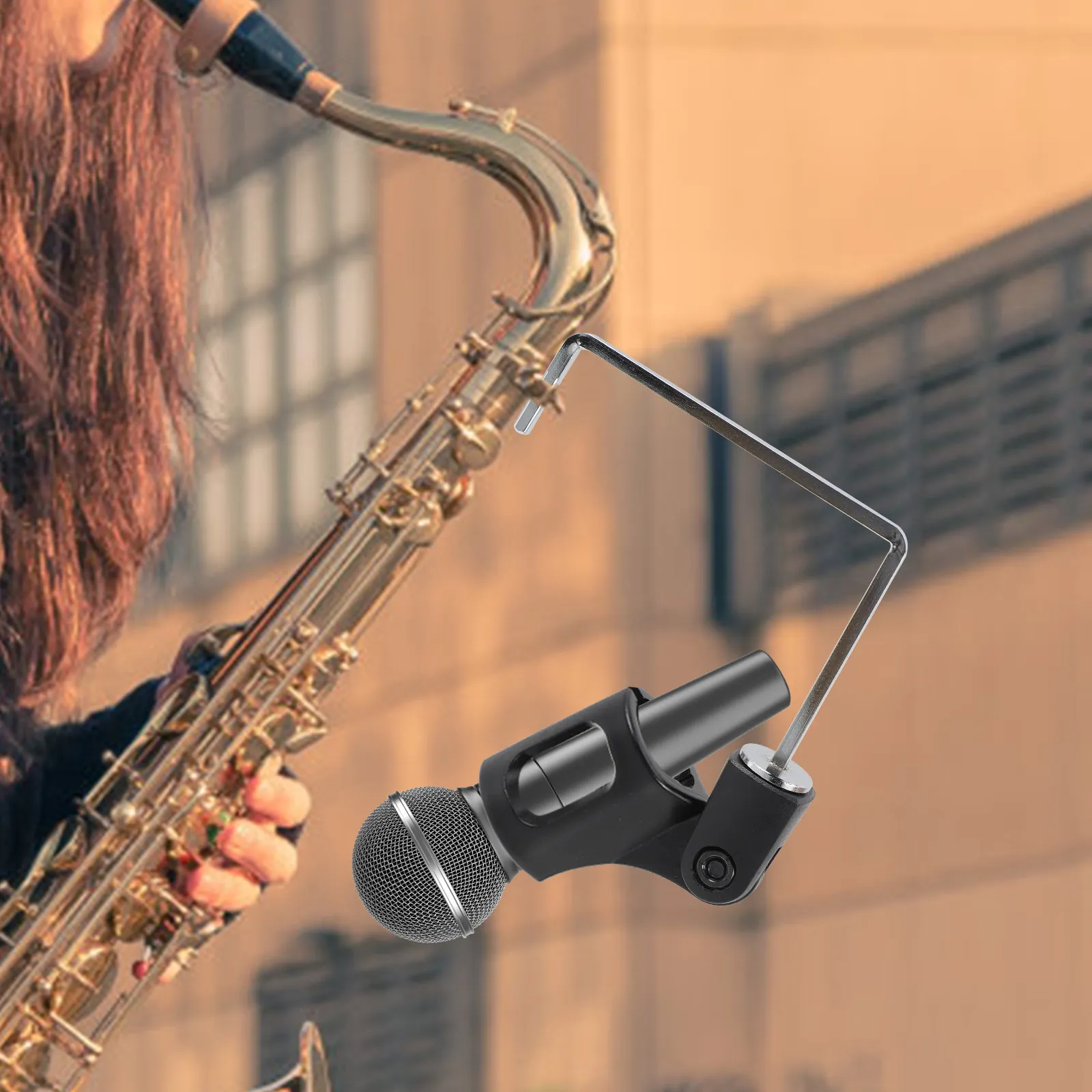 

1Set Professional Sax Microphone Clip Metal Holder Vertical Mic Stand Clip Maximize Sax Volume Restore Sound Metal Mic Holder