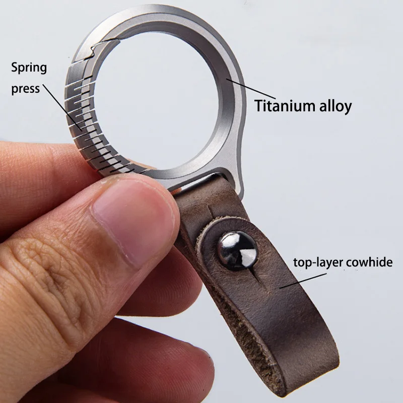 Titanium Alloy Genuine Leather Keychains Men Women Car Key Holder Key Cover Auto Keyring Accessories Gifts