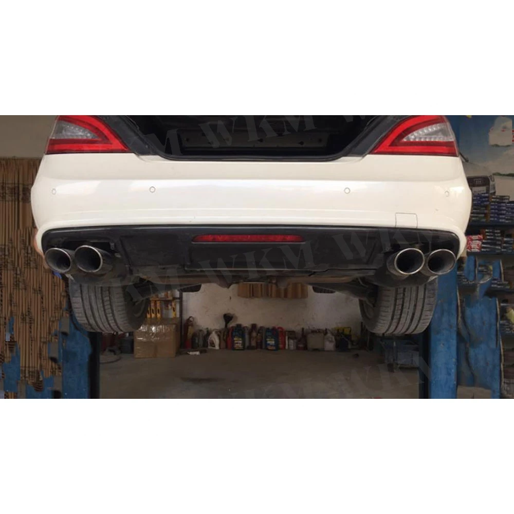 Dry Carbon Fiber Rear Lip Diffuser For Benz CLS Class W218 CLS300 CLS350 For AMG Sport 2012-2017 Car Fins Shark Bumper Plate
