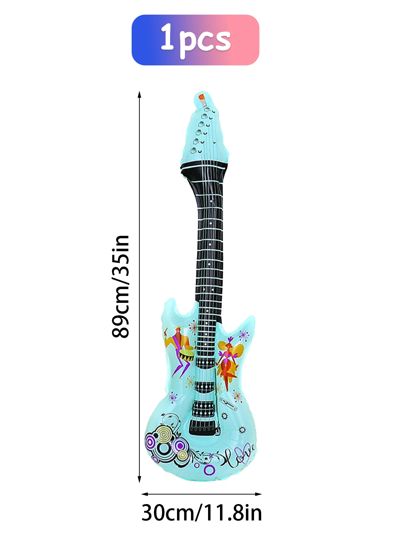 1 Stück/5 Stück Folienballons in Form einer Rockgitarre, geeignet für Disco-Partys, Geburtstage, Musikveranstaltungen, Babypartys. – Detail 7