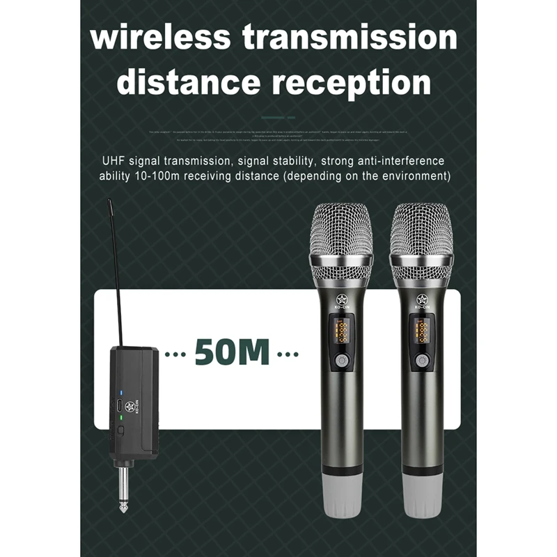 Universal Wireless Microphone 1 Drag 2 Handheld Microphone U-Segment FM Microphone For Outdoor Karaoke Stage Show