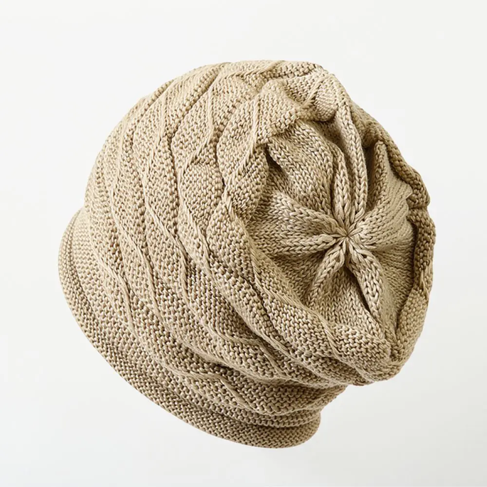 Womens Slouchy Beanie Hat Soft Knitted Cap Fall Winter Warm Folded Brim Daily Casual Fashion Stretchy Acrylic Bonnet