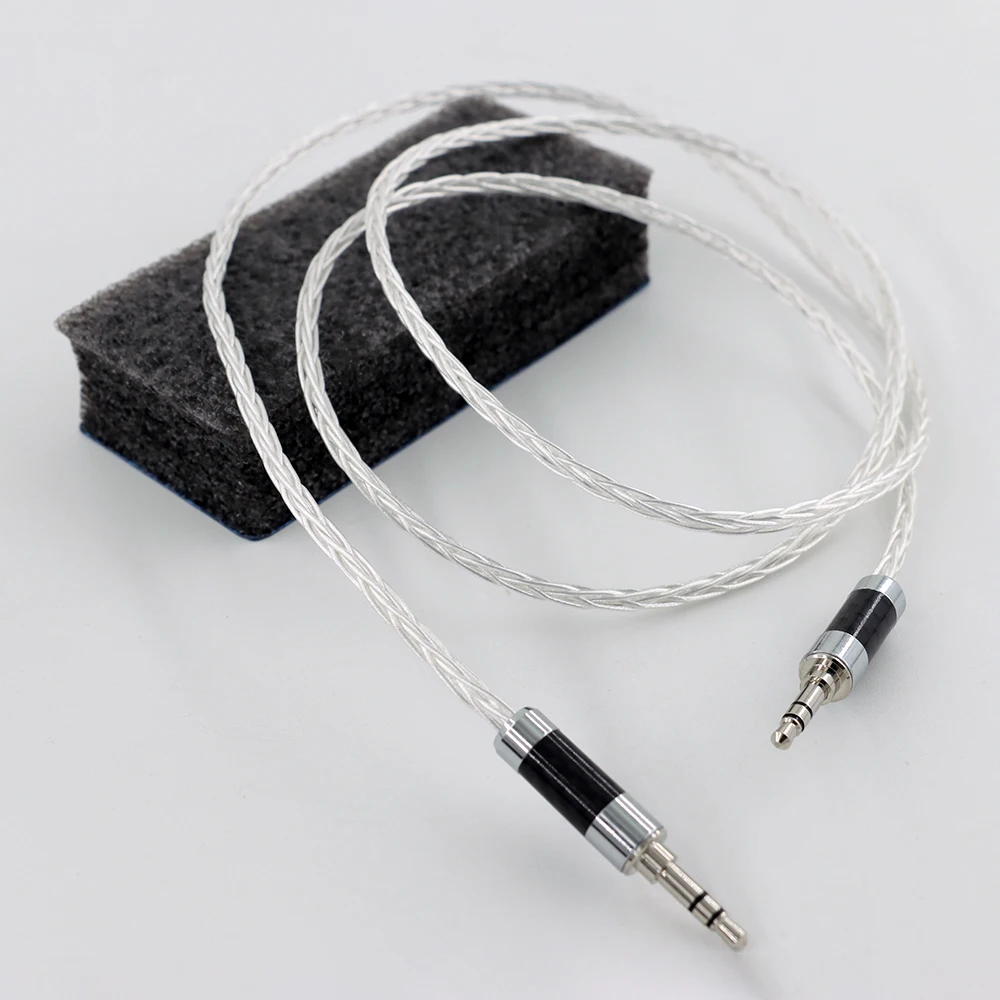 Singolo cristallo placcato rame argento sterling 3,5 paia di cavo di registrazione febbre AUX cavo audio per telefono cellulare per auto in carbonio