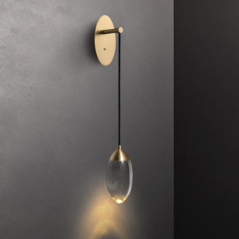 

Postmodern Crystal Led Wall Light Copper Staircase Bedroom Bedside Living Room Background Wall Lamp