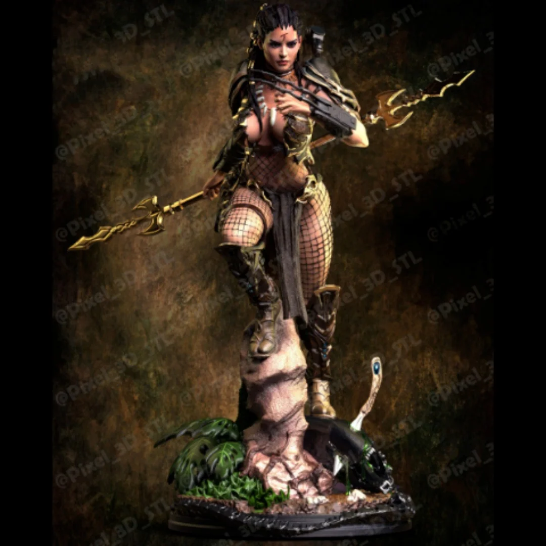 

1/18 Scale 120mm height Resin Figure Assemble Model Kit Female iron warrior(double-headed)Unassembled Unpainted 3D printing toy