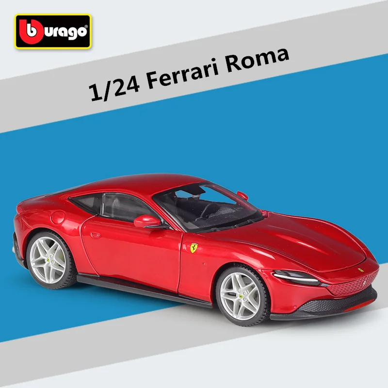 Bburago 1:24 Ferrari Roma Alloy Sports Car Model Diecasts Metal Racing Car Model High Simulation Collection Childrens Toys Gifts