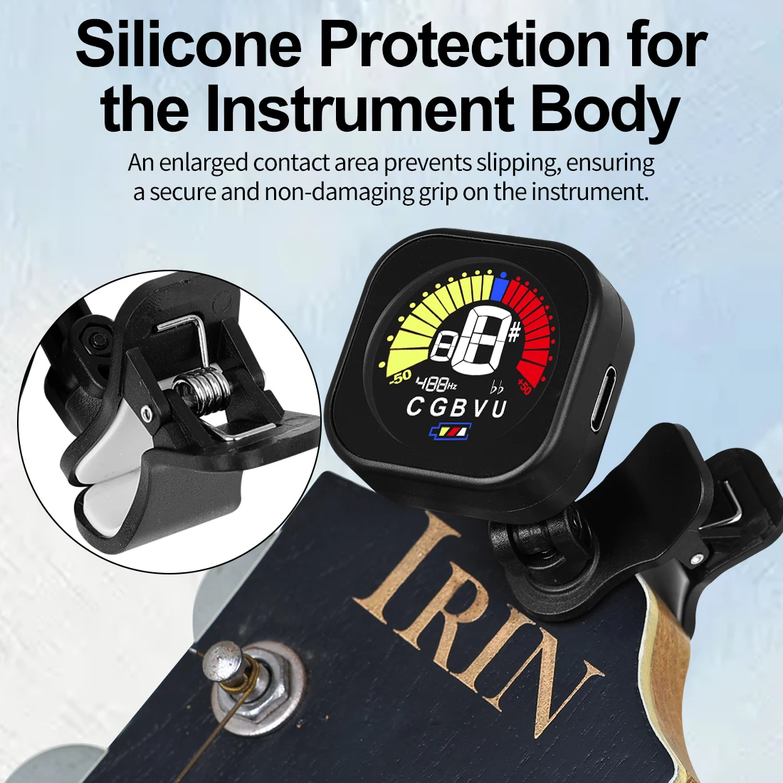 YTC-1000 Professional Clip-On Chromatic Tuner for Guitar, Bass, Ukulele, Violin  LCD Display High Precision Tuner
