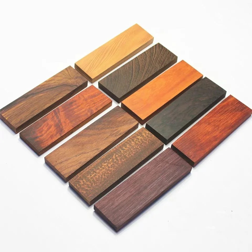 2Pieces Knife Handle Wood, Knife Grip Blanks, Raw Wood Scales, Red Hardwood for DIY Carving & Knife Making 12x4x1cm