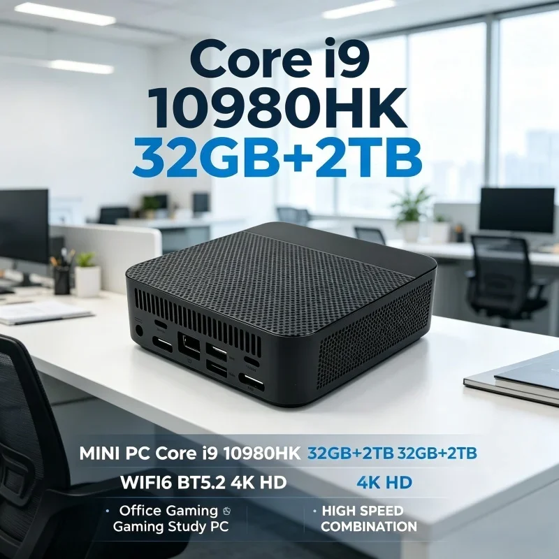 

Core i9 10980HK All New Pro Mini PC Strong Performance 32GB Large RAM 1TB Fast SSD 4K Gaming Office Household Computer