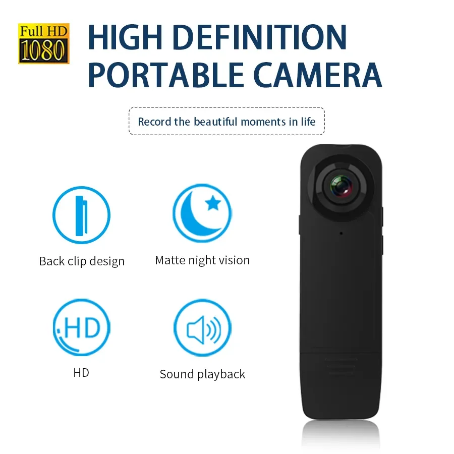 

HD 1080P Portable Back Clip Camera Mini DV Police Recorder Infrared Night Vision Recorder Pocket Sports Digital Voice Recorder