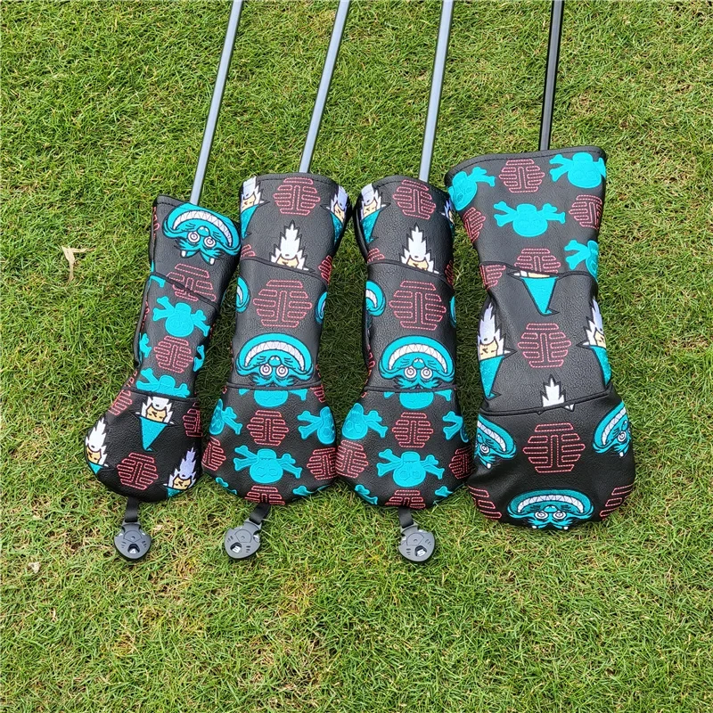 

Golf Headcover Set - AAA Universal Fit for Woods/Hybrids, Edgy Skull Matte Black Anti-Scratch Protectors