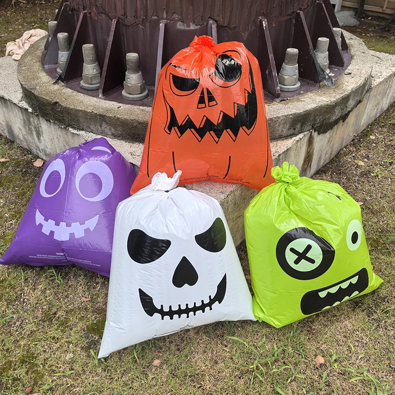 Große Halloween-Kürbis-Müllblattbeutel aus Kunststoff für Zuhause, Outdoor, Garten, Hof, Dekoration, Rasentasche, fröhliche Halloween-Party-Requisiten – Detail 7