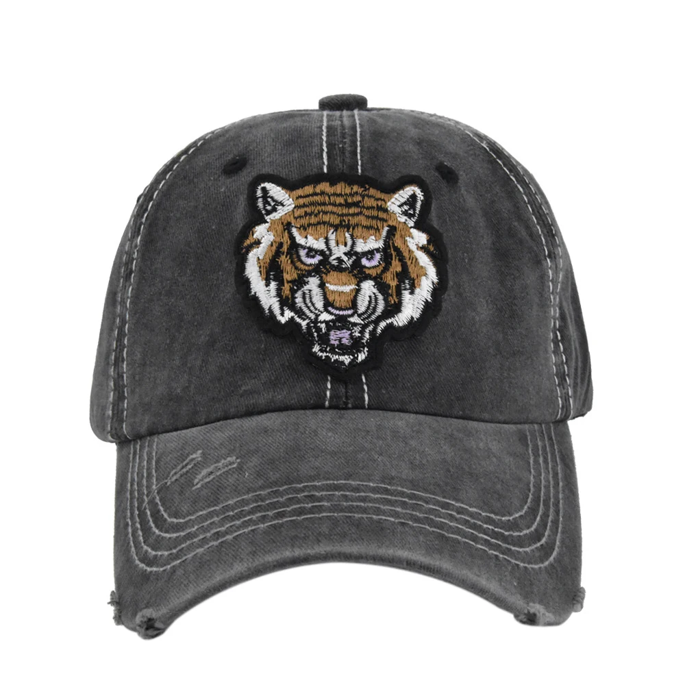 Spring Washed Baseball Cap Men Tiger Head Embroidered Three-dimensional Embroidery Hat Streetwear Band Sun Hat Hip-hop Hat Male