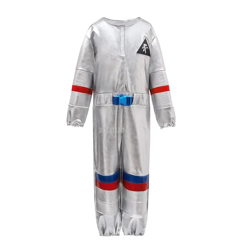 

QQA 2025 Niños Funny Pilot Cos Costume Enfant Silver Space Suit Rocket Pack Outfits Role Playing Performance Costume