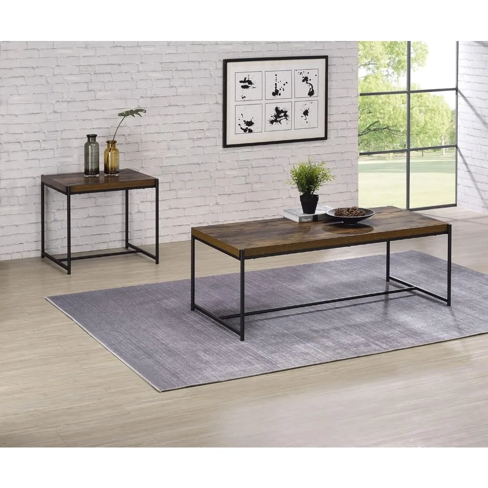 

3 Piece Brown Coffee and End Table Set, Sofa Table Behind Couch, 21.50" L x 47.00" W x 16.00" H