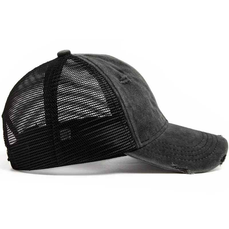 Men Mesh Baseball Cap Women Vintage Washed Trucker Hat Summer  Outdoor Casual Sun Visor Hip Hop Cap Adjustable For Snapback